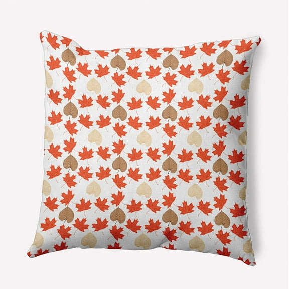 18" x 18" Simply Daisy Lots of Leaves Polyester Indoor/Outdoor Pillow, Harvest Orange Qty 1