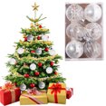 thumbnail image 5 of Axiiglly 6Pcs Christmas Balls Ornaments, 3.15" Glitter Transparent Christmas Balls Set with Stuffed, Shatterproof Xmas Hanging Balls for Christmas Trees Decorations, Holiday Party Decor, Silver, 5 of 8