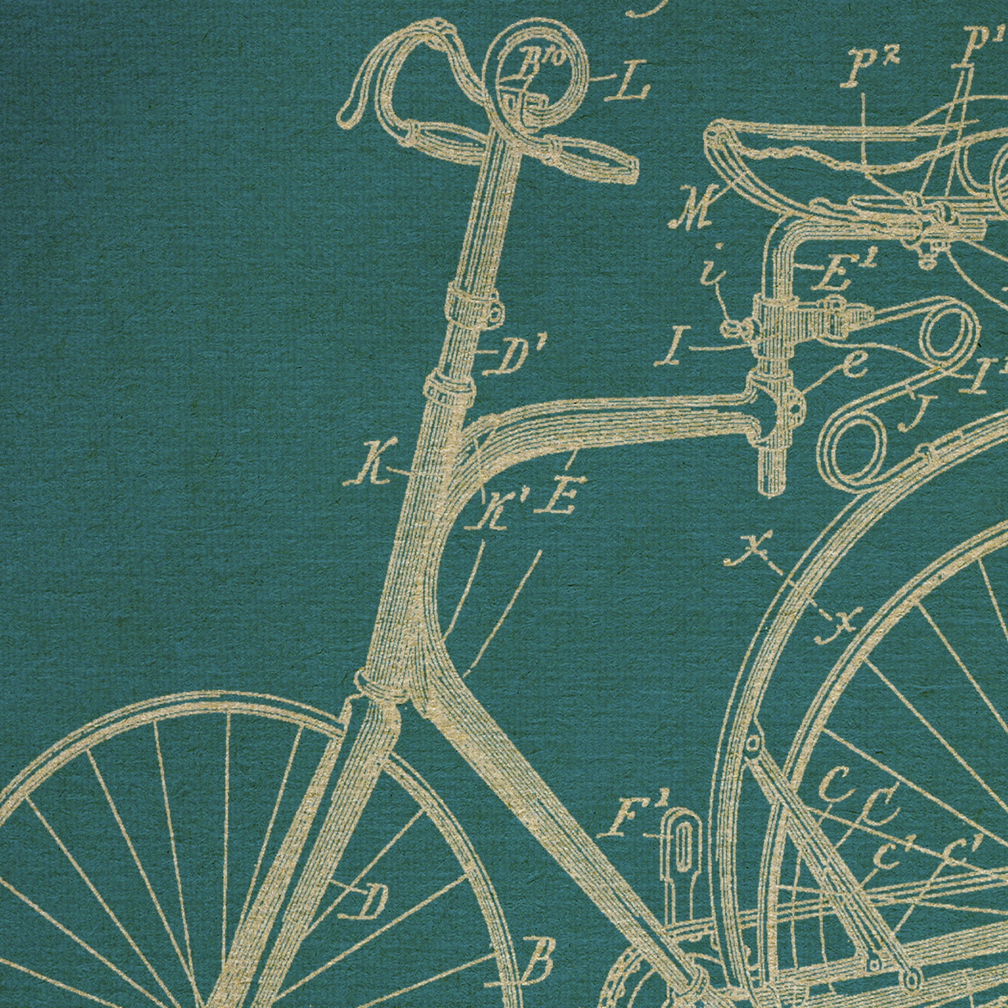 Masterpiece Art Gallery Velocipede I Schematic By GI ArtLab Canvas Art Print 24" x 36"