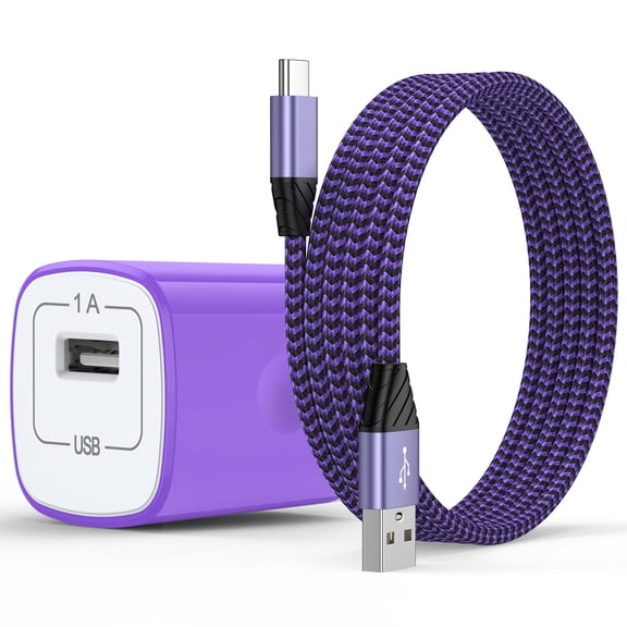 Type C Charger Block, Andhot Wall Charger Adapter with USB to USB C Charging Cable 6FT, Type C Charger Plug USB Brick Cube Power Station Fast Charging Box Compatible for Samsung, Android, Purple