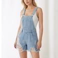 thumbnail image 2 of Abomasnow Women's Ripped Short Overalls Adjustable Denim Bib Overall Shorts Casual Soft Streetwear Going Out Shorts with Pockets, 2 of 8