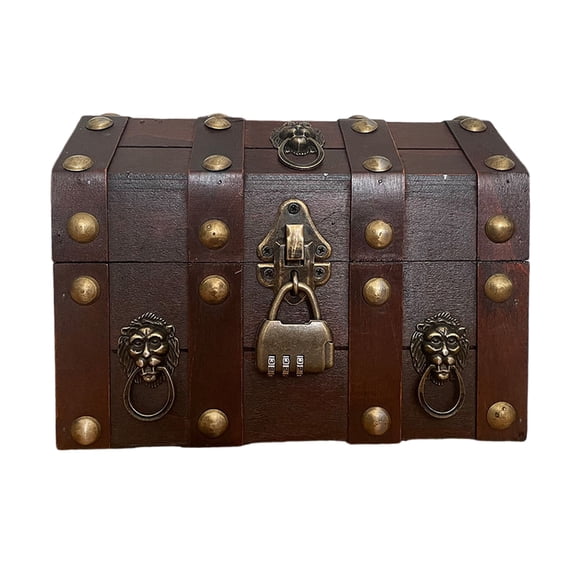 Antique Styles Wooden Storage Box with Lock and Lid for Jewelry and Keepsakes Decorative Treasure Chests Home Decoration