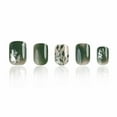 thumbnail image 2 of Press on Nails Short Square Fake Nails Glossy Glue on Nails Green Ombre Acrylic Nails Squoval Summer Cute Artificial Nails Spring Grass Leaf Stick on False Nails with Design 24 pcs 04619Green 0.04, 2 of 4