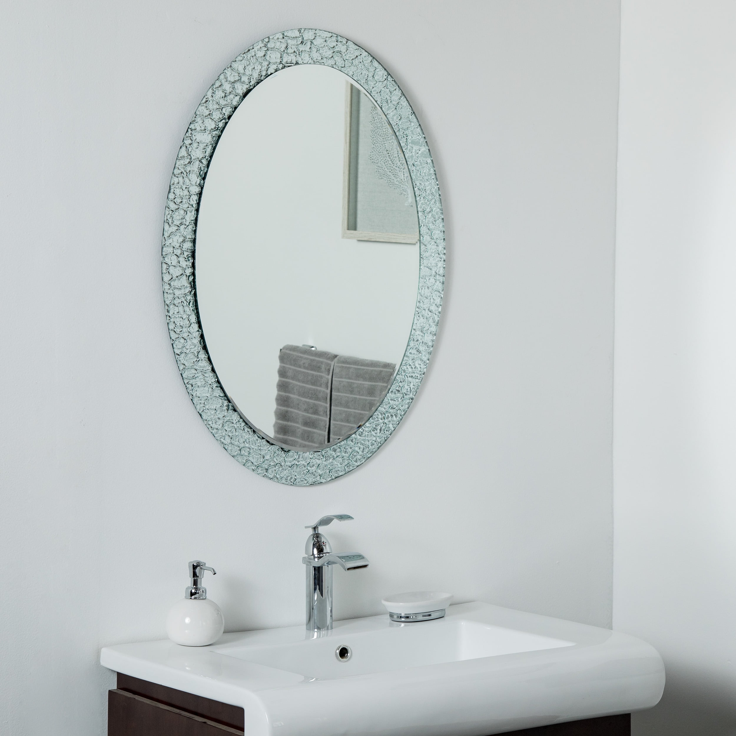 Jewel Oval Frameless Mirror 31.5 x 23.6in Oval Wall Mirror Walmart