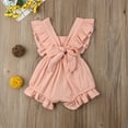 thumbnail image 3 of Kiapeise Baby Girls Summer Ruffles Romper Fly Sleeve Lacing Up Bow Jumpsuits, 3 of 5