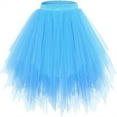 thumbnail image 2 of HOMADLES Girls Princess Skirts Princess Party Skirt for Girls Tulle Skirt Casual Print High Waist A Line Pleated Mini Mesh Skorts Blue 3-9T, 2 of 3