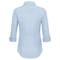 thumbnail image 2 of Made by Johnny Women's 3/4 Sleeve Tailored Button Down Shirts S DUSTY_BLUE, 2 of 6