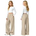 thumbnail image 6 of GiLiling Teen Girls Barrel Sweatpants High Waisted Fleece Baggy School Sweat Pants Barrel Leg Pants High Waisted Baggy Fit Pants (Beige, 7-8 Years), 6 of 7