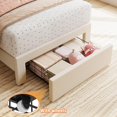 thumbnail image 4 of Bouclé forrado tamaño individual marco de cama con almacenamiento cajón y cabecero - blanca, strong de madera slats support, noise-free, fácil montaje para girls, 4 of 5