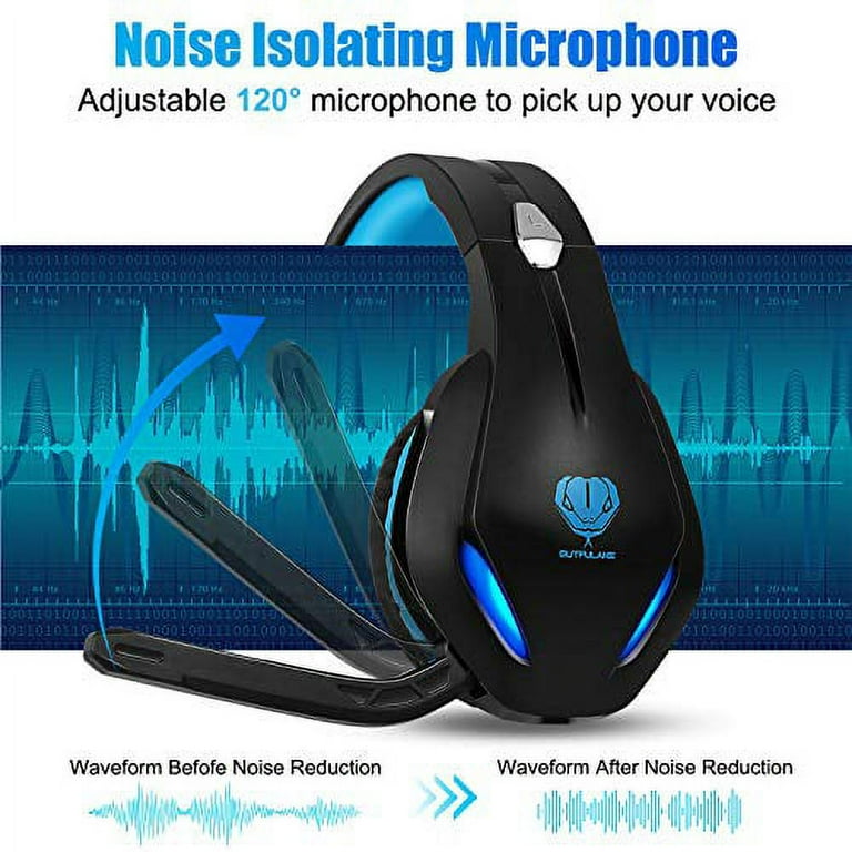 Stynice Gaming Headset for Xbox PC PS4 PS5 Laptop Crystal Clear Sound Computer Gamer Headset with Noise Canceling Mic and LED Light Lightweight