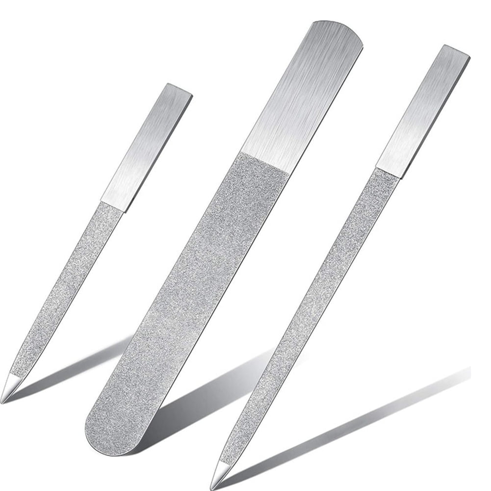 3Piece Nail File Set Stainless Steel DoubleSided Nail File Buffer File Nail File Suitable for