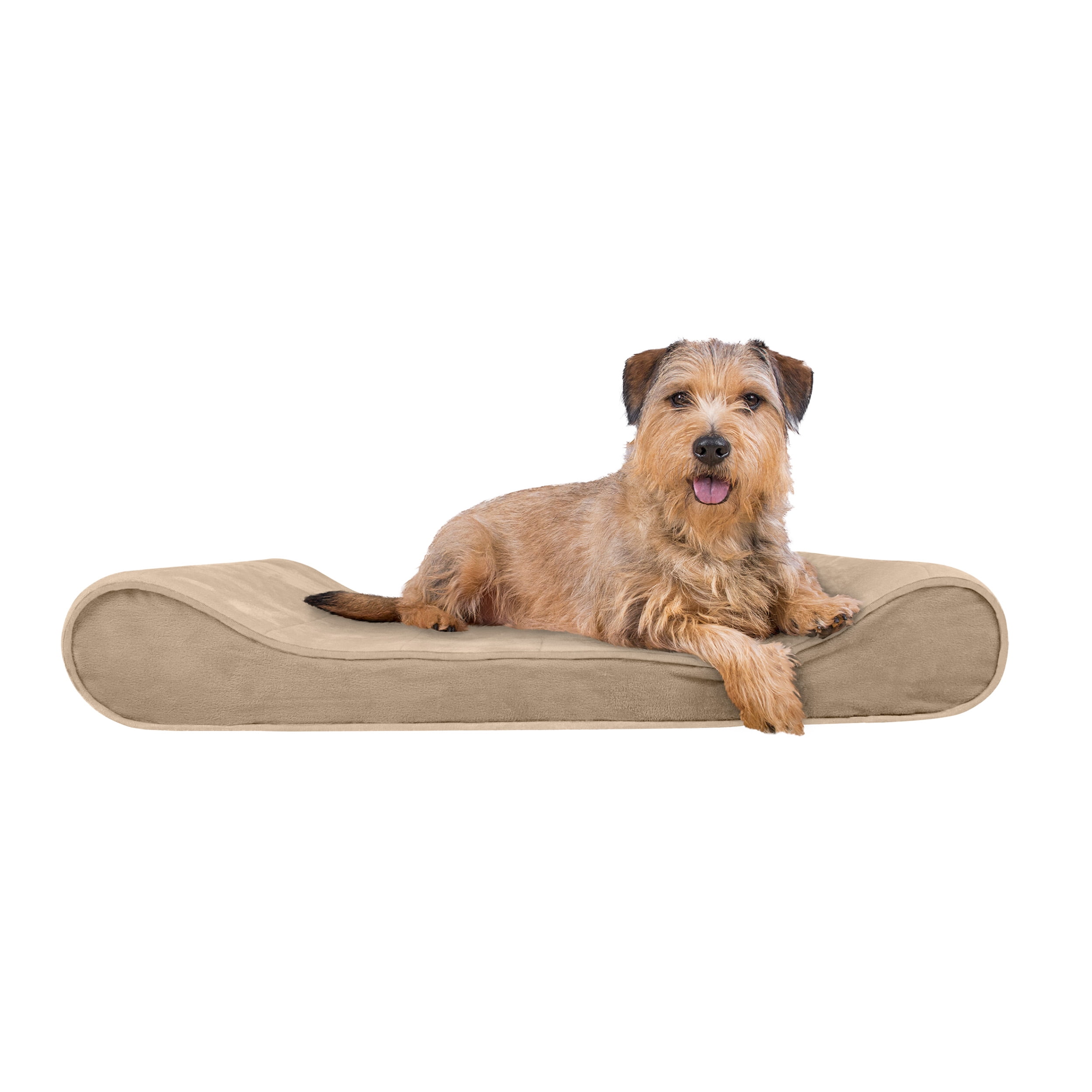 Furhaven Pet Dog Bed Orthopedic Micro Velvet Ergonomic Luxe Lounger