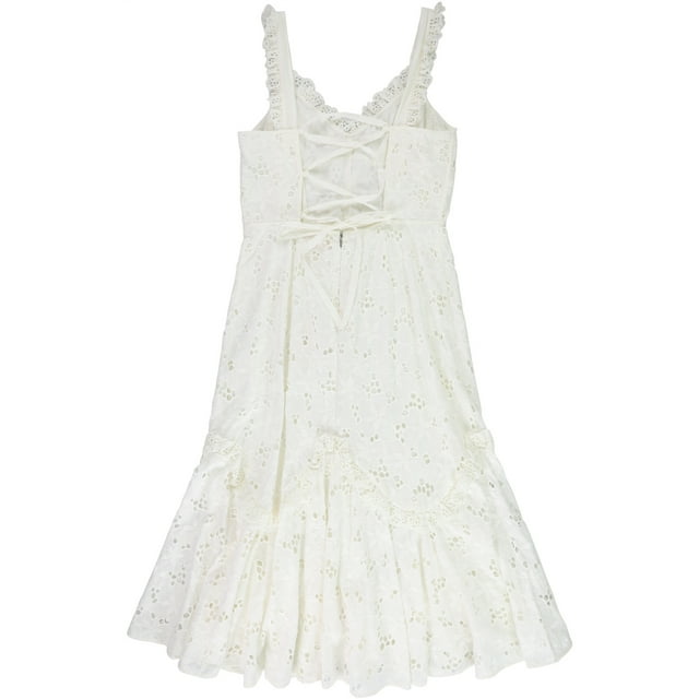 Rebecca Taylor - Vestido a media pierna con ojales para mujer, blanco, 6