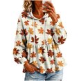 thumbnail image 2 of Xdegoge Womens Fall Pumpkin Print Hooded Sweatshirts Long Sleeve Babydoll Peplum Pullover Ruffle Hem Graphic Tops Casual Thanksgiving Clothes, 2 of 7