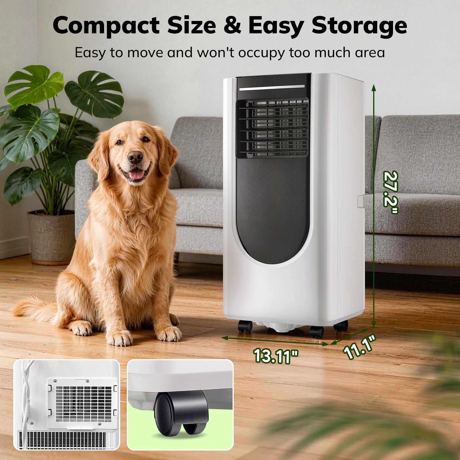 JIEJIA 8000 BTU Portable Air Conditioner, 3-in-1 AC Unit with Fan, Cool and Dehumidifier, Remote Control, Sleep Mode , for Rooms up to 250 Sq Ft