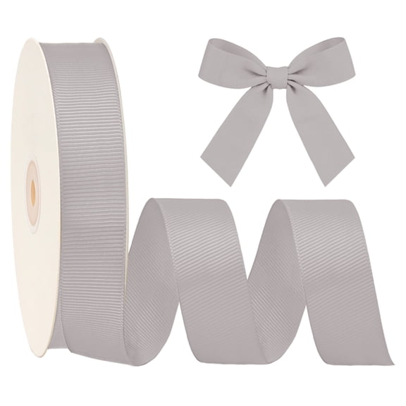 LaRibbons 1 1/2" Silver Textured Grosgrain Ribbon, 50 Yard Roll