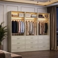 thumbnail image 4 of Homieasy Freestanding Closet System Set - 3-Pack with 3 Wood Drawers Each,With Hanging Rod & Shelves, 24"L x 15"W x 80"H, White Oak, 4 of 8