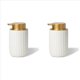 thumbnail image 1 of 2X Dispensador de Jabón de Espuma de Cerámica Mate Moteada, Bomba Rellenable de 350 Ml con Tapa Dorada, Elegante Dispensador de Espuma, 1 of 7