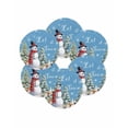thumbnail image 7 of 13 Inch Round Placemats Set of 6, Blue Snowman Christmas Non Slip Heat Insulation PP Table Mats, Xmas Tree Snowflake Gifts Washable Place Mats for Kitchen Dining Party Table Decor, 7 of 7
