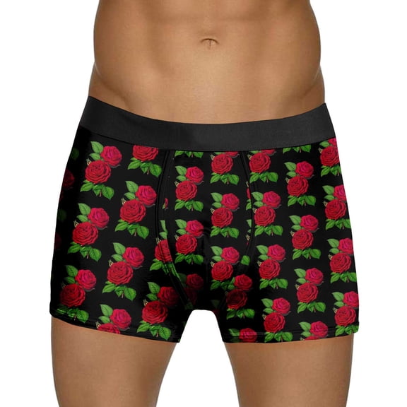 JHHLSF Mens Valentines Day Printed Underwear Style Red Bubble Special Love Rose Shorts Mid Waist Green,M