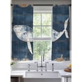 thumbnail image 2 of Whale Silhouette Sheer Curtains 72 Inch Long 2 Panels, Ocean Vintage Watercolor Wood Grain Light Filtering Rod Pocket Curtains, Sheer Voile Drapes for Living Room Bedroom, 52"x72", 2 of 8