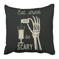 thumbnail image 1 of WOPOP Eat Drink and Be Scary Halloween Retro Badge Overlay Labels Seal Stamp Skeleton Hand with Potion Pillowcase 20x20 inch, 1 of 1