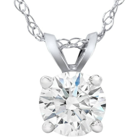Pompeii 1Ct Diamond Solitaire Pendant 14k White Gold 18" Necklace Lab Grown (G,SI1)