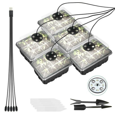 

Banghong Indoor Plant Lights For Growth Lawn Light 5-Pack Seed Tray Seed Starter Kit With Lights Basic Greenhouse Germination Kit For Seed Growth Start