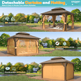 thumbnail image 4 of EROMMY 10' x 12' Hardtop Gazebo with Galvanized Steel Double Roof & Aluminum Frame, Outdoor Gazebo with Premium Curtains and Nettings, 4 of 13