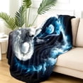 thumbnail image 3 of Soft Yin-Yang Wolf Flannel Blanket, 3 of 7