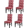thumbnail image 1 of Dining Chair Cover Set of 4 Stretch Spandex Short Dining Chair Protective Cover Removable Chair Protector Seat Covers for Dining Room Wedding Banquet Party (Red+White), 1 of 8