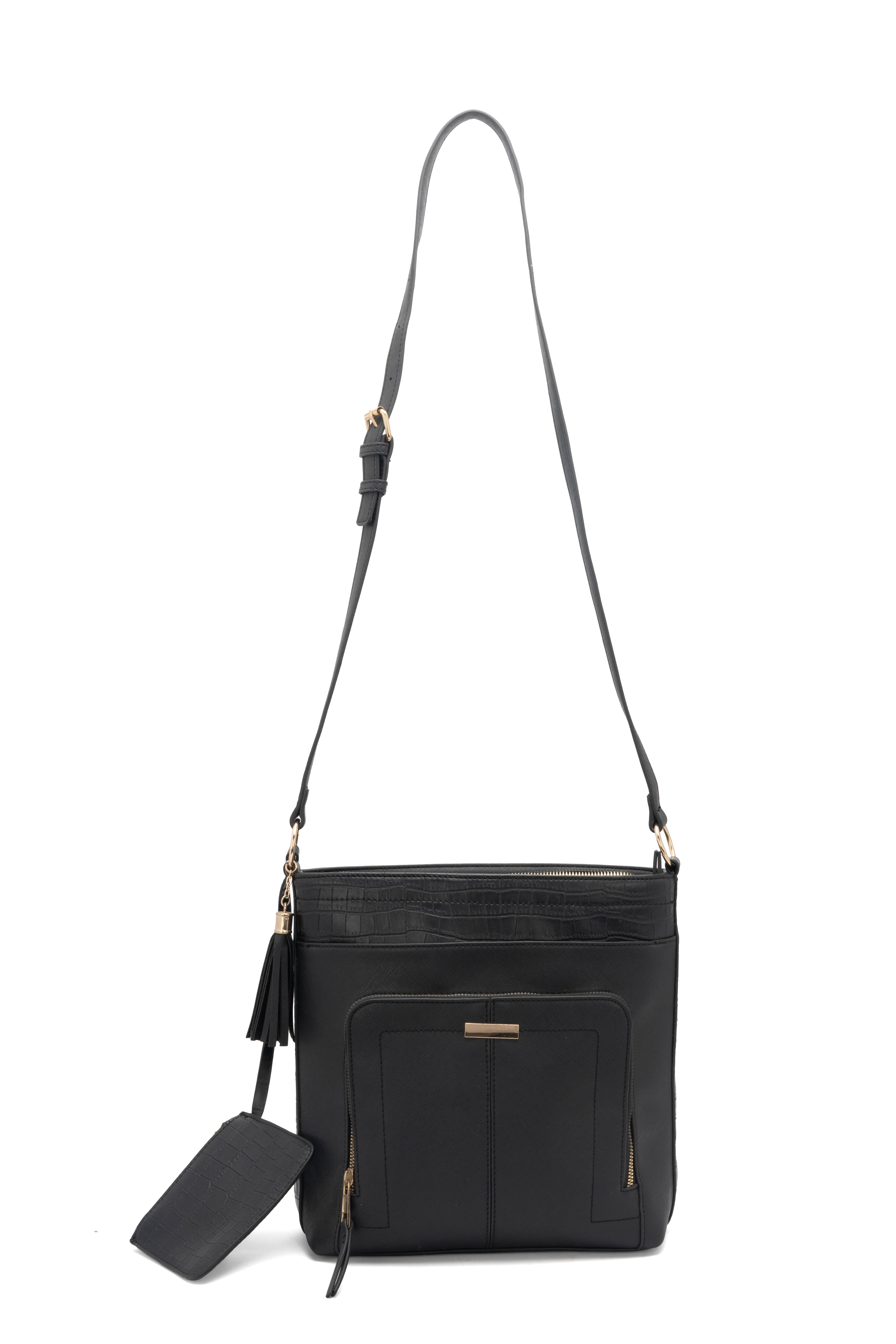 Women Crossbody Bag Black Color Messenger Bag Multi-pocket Shoulder Purse for Commuting Traveling