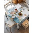 thumbnail image 2 of Teal Blue Coastal Suqare Tablecloth - 54 x 54 Inch, Summer Beach Starfish Shell Coral Nautical Waterproof & StainResistant Tablecloth, Washable Oil-proof Table Cover for Dining/Party/Wedding/Buffet, 2 of 9