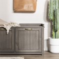 thumbnail image 4 of Modern Farmhouse Tray Top Grooved Drop Down Shoe Storage Bench in Gray Wash, 4 of 13