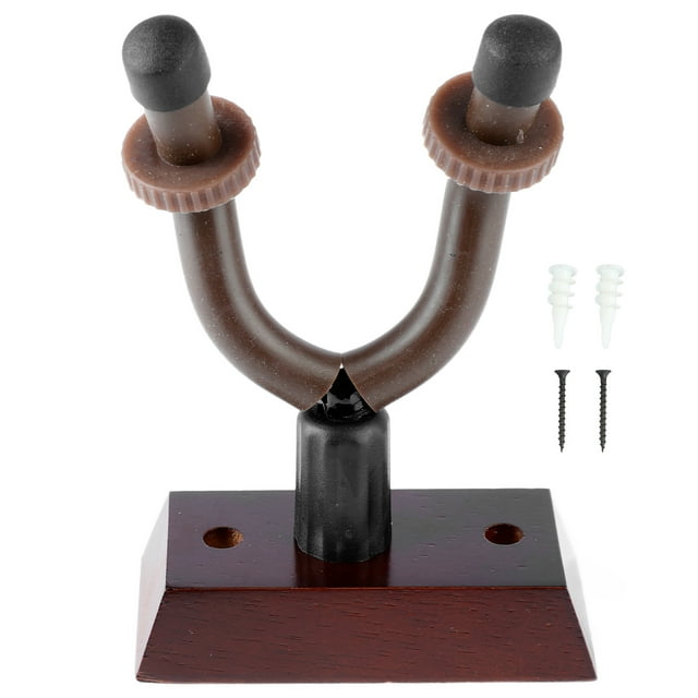 Bass Neck Hanger, Stable Support Soft Rubber Wrapping Guitar Hook Holder Walnut Base Detachable Large Load Capacity With Screws For Musical Instruments