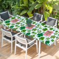 thumbnail image 2 of Pink St. Patrick's Day Table Cloths for 8 Foot Rectangle Tables, Green Shamrock Leaves Blue Cloud Patio Waterproof Elastic Fitted Tablecloths, Washable Rectangular Table Cover for Camping, 2 of 8