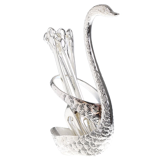 Tenedores con Sostenedor de Forma Cisne Accesorios Decorativo para Hogar Cocina Comida Plata Hugo Cubiertos Cubiertos