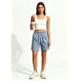 thumbnail image 6 of JJHGVB Bermuda Shorts for Women Knee Length High Waisted Baggy Shorts with Pockets Cotton Linen Summer Casual Lounge Outfits Light Blue 5XL, 6 of 8