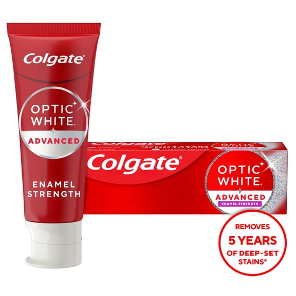 Colgate Optic White Advanced Enamel Strength Toothpaste with 2% Hydrogen Peroxide, Mint, 3.2 OZ