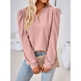 thumbnail image 2 of Gustave Women's Puff Long Sleeve Tops Fall Casual Dressy V Neck T-Shirts Loose Tunic Blouse Pleated Solid Work Pullover Shirts "Pink, L", 2 of 11