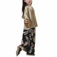 thumbnail image 6 of YWDJ Girl Party Dresses Long Dress Medium Big Girls Long Sleeve Round Neck Colorblock Top Skirt Set Khaki 4-5T, 6 of 6