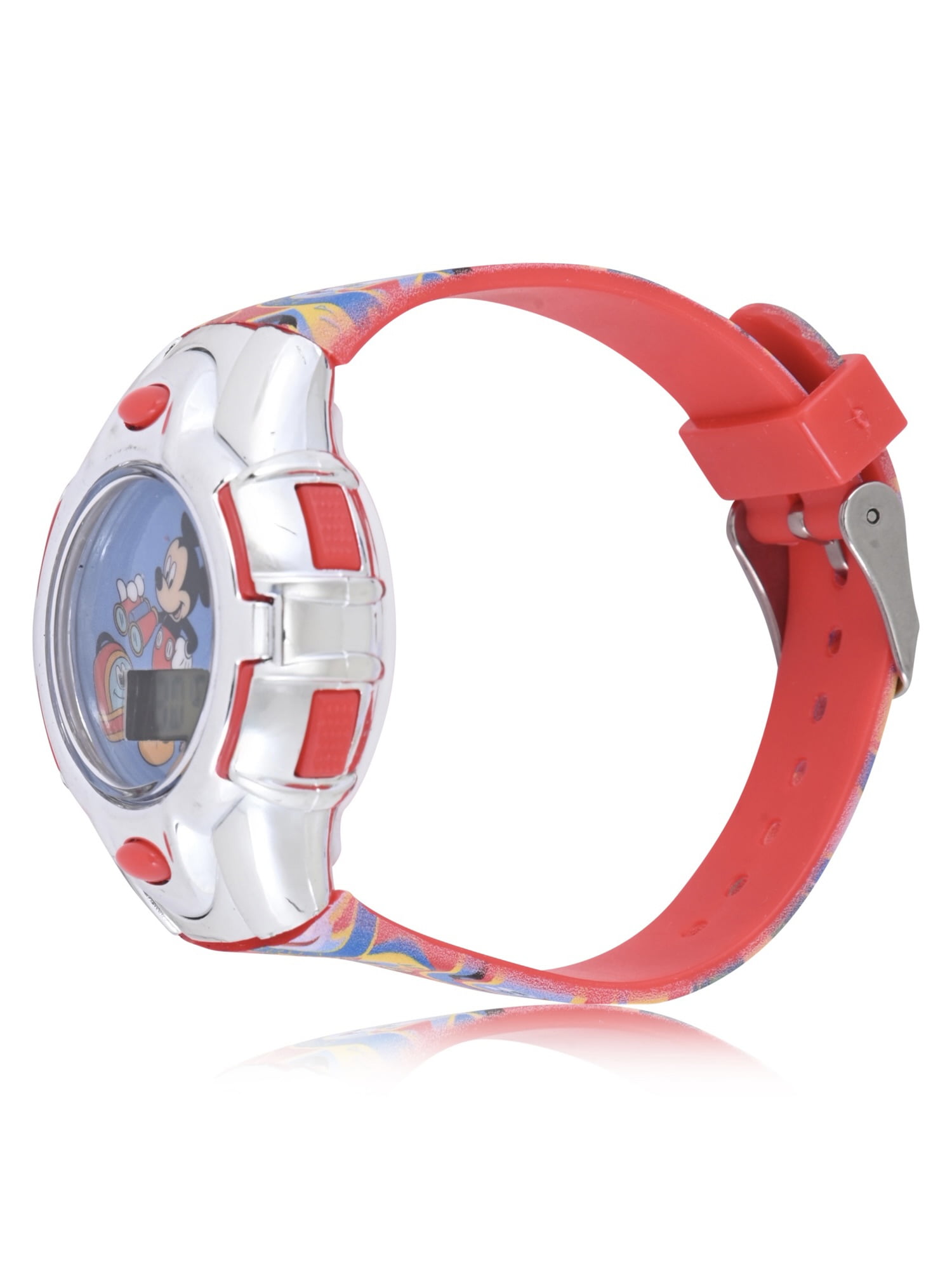 Disney Mickey Mouse Children's Unisex Flashing Dial LCD Wristwatch with Silicone Strap, MK4196WM