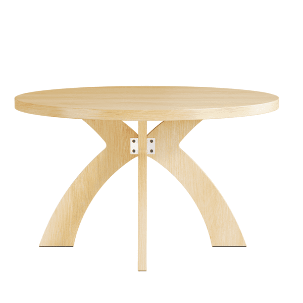 Round Coffee Table, 31.5 Inch Circular Center Table with Curved Cross Legs, Melamine Laminated MDF Minimalist Low Accent Table for Living Room, Apartment, Natural Wood Tone