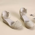 thumbnail image 4 of Sandals On Clearance, Summer Sandals Womens Closed Toe Wedges Shoes Platform Slingback Mid Low Heel Canvas Dress Sandals Womens Sandals, 4 of 5