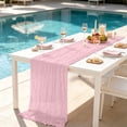 thumbnail image 2 of Yhmxh Cheesecloth Table Runner 35"x118", Boho Table Runner Decor Soft Gauze Rustic Wrinkle Wedding Table Decor for 10ft Table Birthday Party, Baby Shower, Bridal Shower, Home & Event Decor, 2 of 6