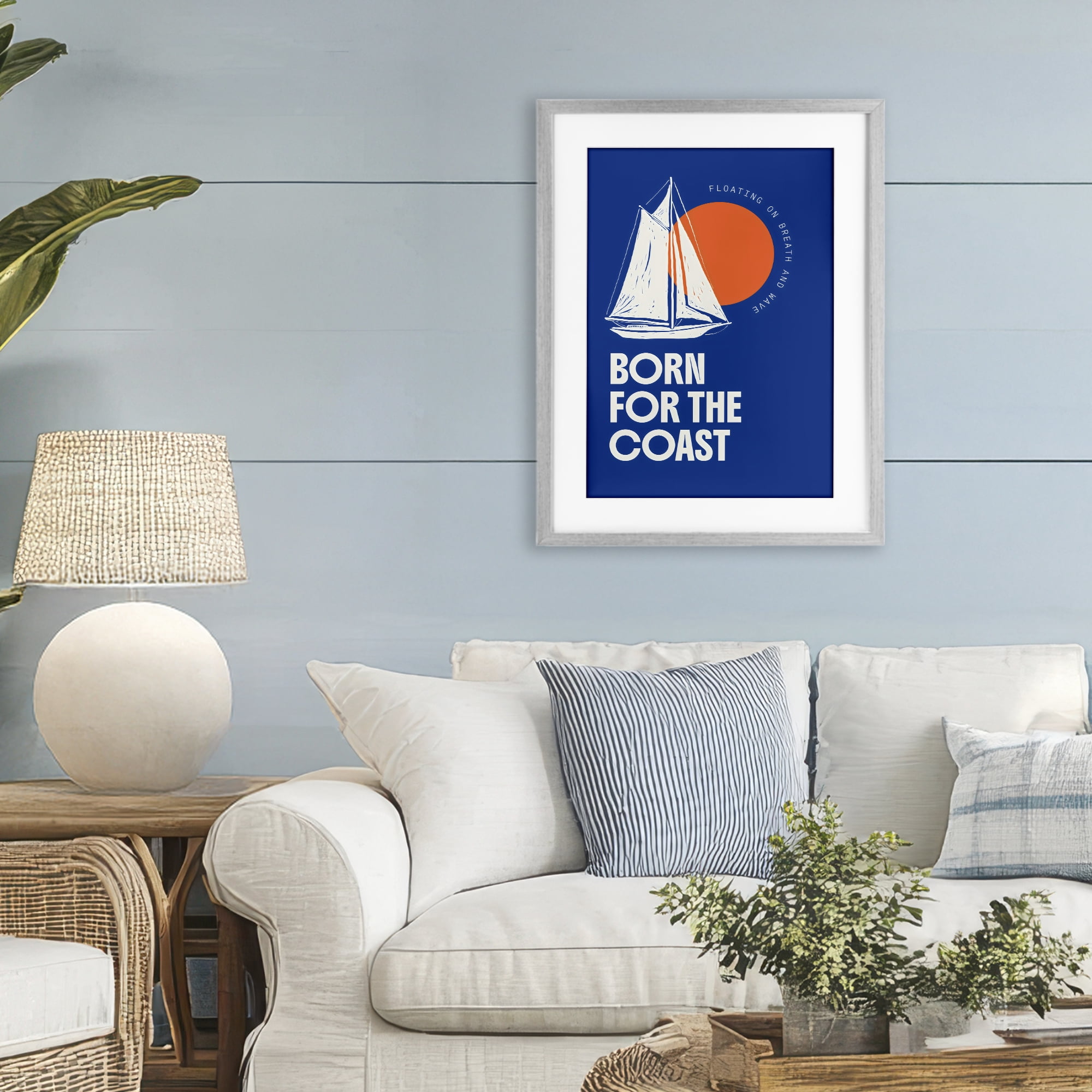 Stupell Industries Born For The Coast Gray Framed Print Under Glass, design by Creative Studio
