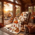 thumbnail image 2 of Thanksgiving Fall Throw Blanket 27x39in Flannel Plush Couch Cover, Cute Autumn Pumpkin Maple Print Blanket for Sofa Bed Camping, Warm Fall Halloween Decorations Gift by OVFUIZ, 2 of 7