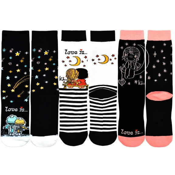 Love Is  3-Pack Novelty Crew Socks Colorful Socks Adult Unisex Size 9-11 Women 10-13 Men