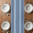 thumbnail image 6 of Blue Green Striped Table Runner - 108 Inch Long, Kitchen Dining Table Runner Dresser Scarves, Colorful Abstract Vertical Lines Art Farmhouse Decor for Coffee Tables Wedding Party Banquet, 6 of 8