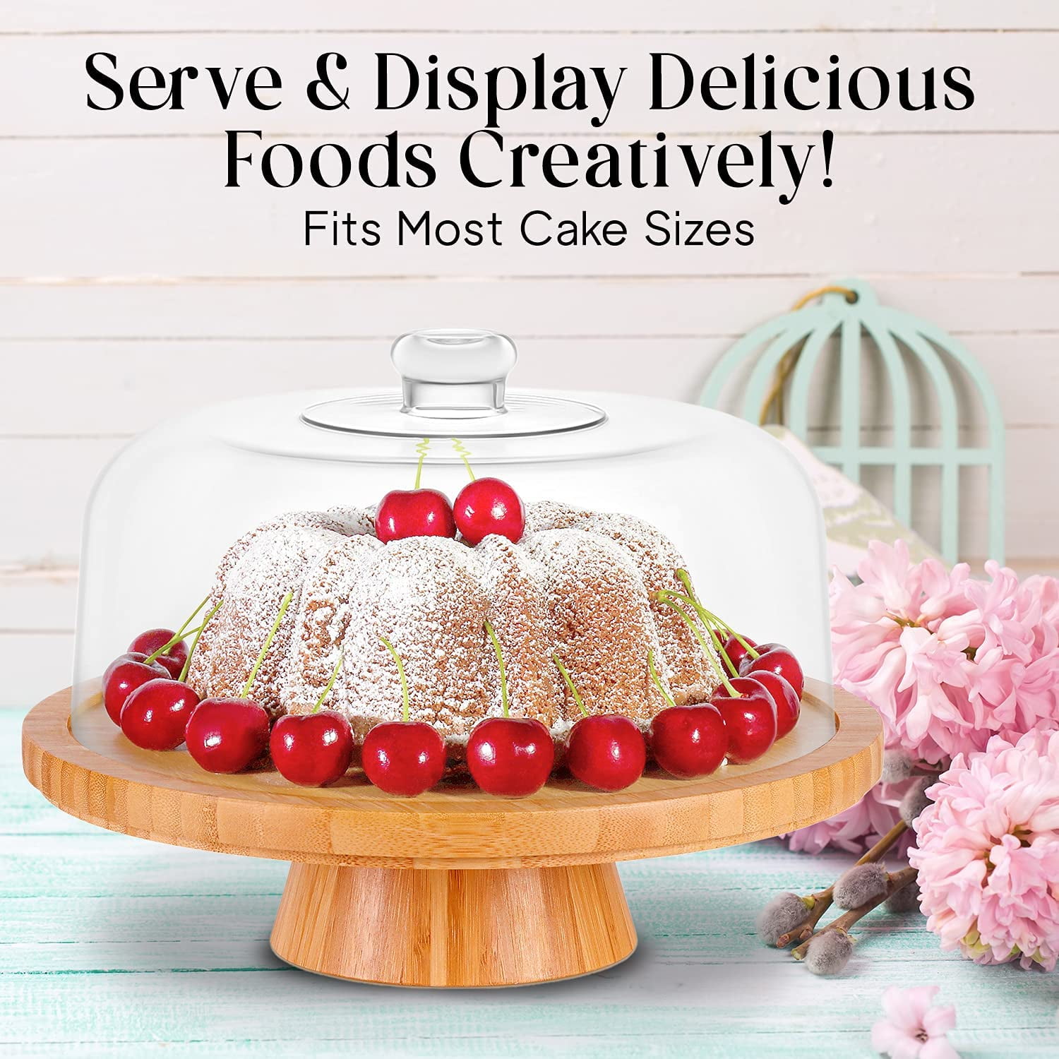 Etereauty Cover Food Acrylic Cake Platter Dome Protector Dessert Pan Clear Microwave Screen Plate Splatter Picnic, Size: 16x16x7CM